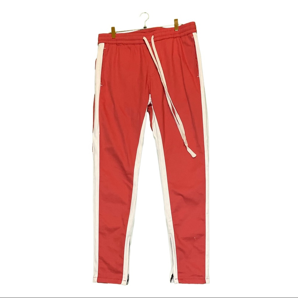 Mens salmon maroon cargo striped pant